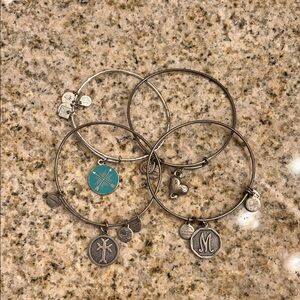 Alex and Ani Silver and Turquoise Charm Bracelets